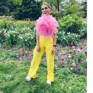 AKNVAS Bright Yellow Nylon Blend Cargo Style Eve Pants Size 0